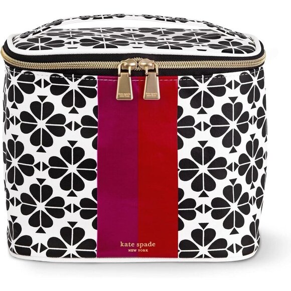 Kate Spade Black Lunch  Floral Thermal Bag with Double Zipper Carrying Handle - Picture 1 of 6